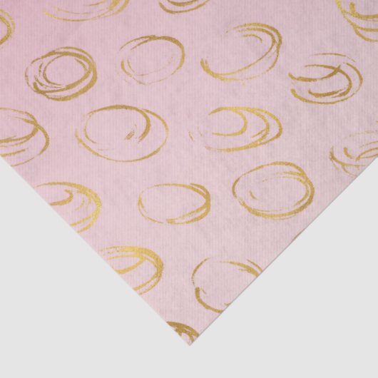Roze Ombre Goud Chique Cirkels Tissuepapier (Detail)