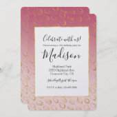 Roze Ombre Goud Chique Cirkels Verjaardag Kaart (Voorkant / Achterkant)