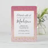 Roze Ombre Goud Chique Cirkels Verjaardag Kaart (Staand voorkant)