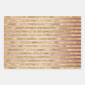 Roze Ombre Goud Glitz Sparkle Stripes Luipaard Inpakpapier Vel (Voorkant 3)
