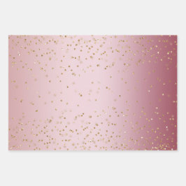 Roze Ombre Goud Glitz Sparkle Stripes Luipaard Inpakpapier Vel