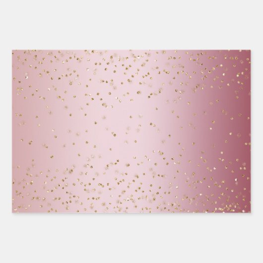 Roze Ombre Goud Glitz Sparkle Stripes Luipaard Inpakpapier Vel (Voorkant)