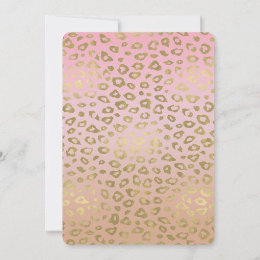 Roze Ombre Goud Luipaard Print Bruiloft Kaart (Achterkant)