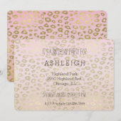 Roze Ombre Goud Luipaard Print Verjaardag Kaart (Voorkant / Achterkant)