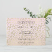 Roze Ombre Goud Luipaard Print Verjaardag Kaart (Staand voorkant)