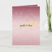 Roze Ombre Goud Wit Sparkles Kaart (Voorkant)