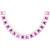 Roze Ombre Gradiënt Gelukkige Verjaardag Vlaggetjes (Alle)