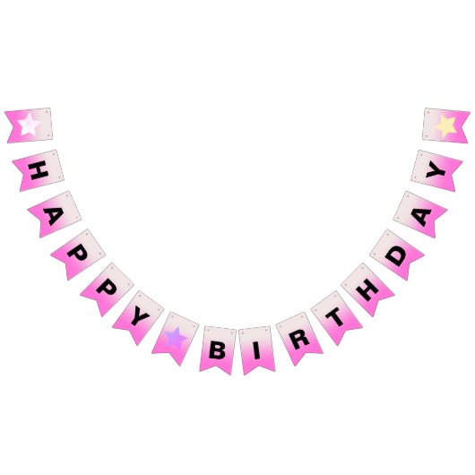 Roze Ombre Gradiënt Gelukkige Verjaardag Vlaggetjes (Alle)