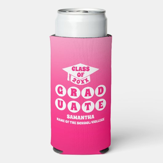 Roze Ombre Gradient Graduation Party Seltzer Blikjeskoeler (Seltzer Achterkant)