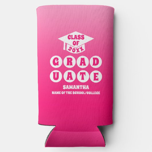 Roze Ombre Gradient Graduation Party Seltzer Blikjeskoeler (Achterkant)