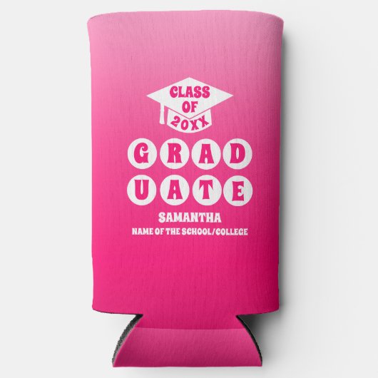 Roze Ombre Gradient Graduation Party Seltzer Blikjeskoeler (Voorkant)