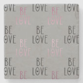 Roze Ombre Grijs Be Love Hart Stenen Onderzetter (Voorkant)