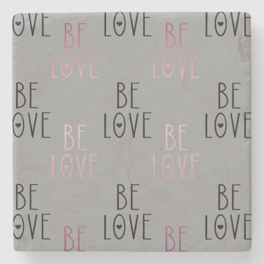 Roze Ombre Grijs Be Love Hart Stenen Onderzetter (Voorkant)