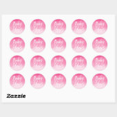 Roze ombre handgeschakelde aangepaste Baby shower Ronde Sticker (Vel)