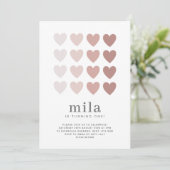 Roze Ombre Harten Verjaardagsuitnodiging Kaart (Staand voorkant)