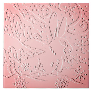 Roze ombre Konbit Woodland Ingegraveerd Sneeuwpale Tegeltje