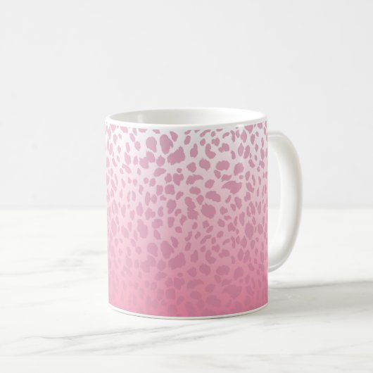 Roze ombre Leopard Pattern Aangepaste Monogram & N Koffiemok (Voorkant rechts)