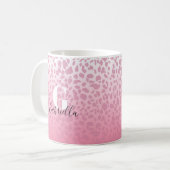 Roze ombre Leopard Pattern Aangepaste Monogram & N Koffiemok (Voorkant links)