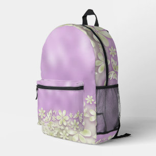 ROZE OMBRE MET BORD GROENE BLOEMEN & VLINDERS BEDRUKTE RUGZAK