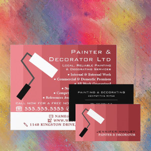 Roze ombre & Paint Roller, schilder & decorator Flyer