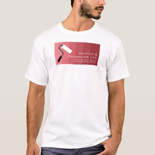 Roze ombre & Paint Roller, schilder & decorator T-shirt (Voorkant)