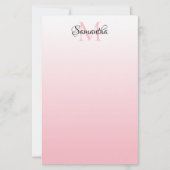 Roze Ombre Persoonlijk Chic Monogram Briefpapier (Voorkant)