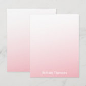 Roze Ombre Platte Nota Kaart (Voorkant / Achterkant)