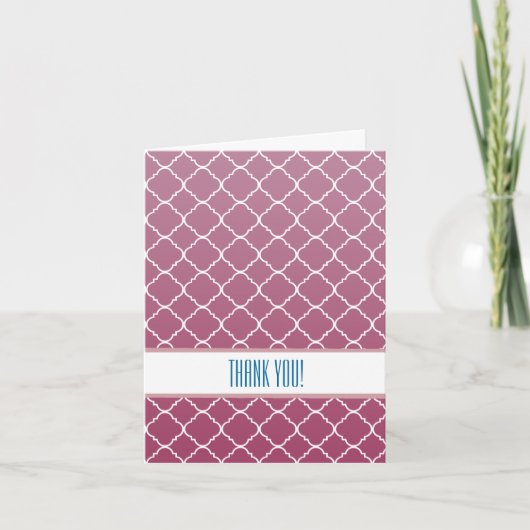 Roze Ombre Quatrefoil Dank u Bedankkaart (Voorkant)