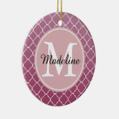 Roze Ombre Quatrefoil Monogram Keramisch Ornament (Rechts)