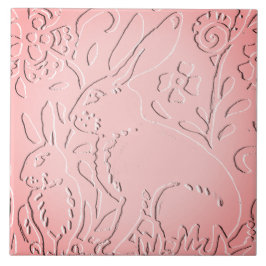 Roze Ombre Rabbit Woodland Ingegraveerde Florence  Tegeltje