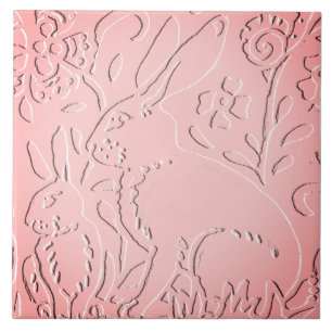 Roze Ombre Rabbit Woodland Ingegraveerde Florence  Tegeltje