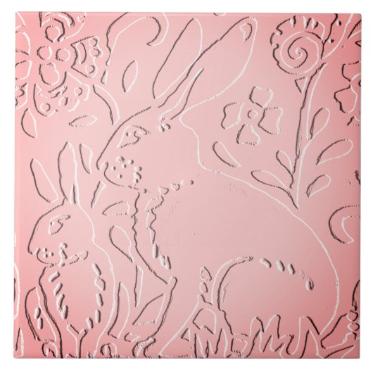 Roze Ombre Rabbit Woodland Ingegraveerde Florence  Tegeltje (Voorkant)