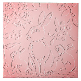 Roze Ombre Rabbit Woodland Ingegraveerde Florence  Tegeltje