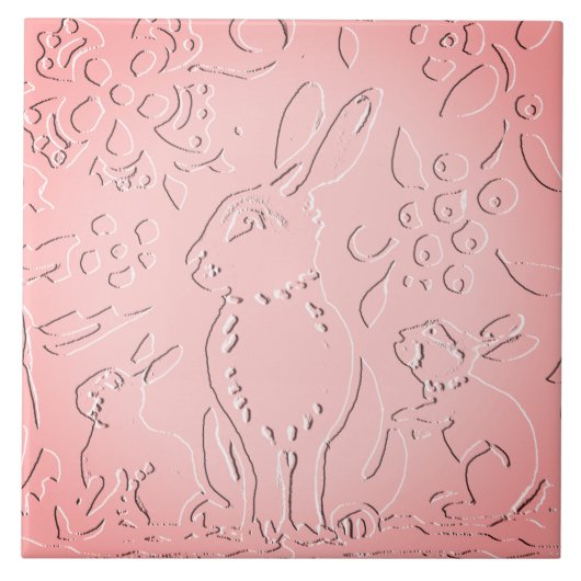 Roze Ombre Rabbit Woodland Ingegraveerde Florence  Tegeltje (Voorkant)