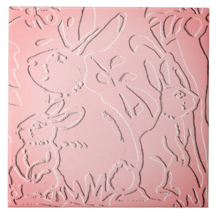 Roze Ombre Rabbit Woodland Ingegraveerde Florence  Tegeltje