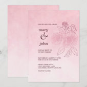 Roze Ombre Roos Tracery Uitnodiging (Voorkant / Achterkant)