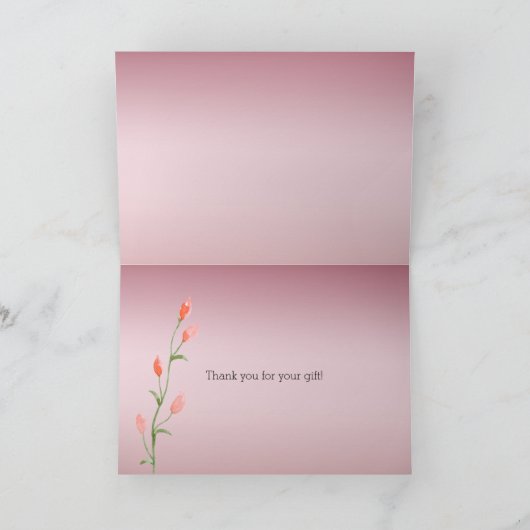 Roze Ombre Rozen Dank u Bedankkaart (Binnen)