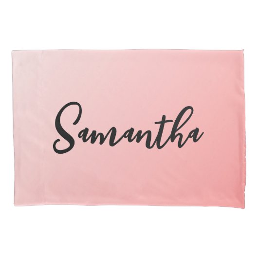 Roze Ombre Script Naam Kussensloop (Voorkant)