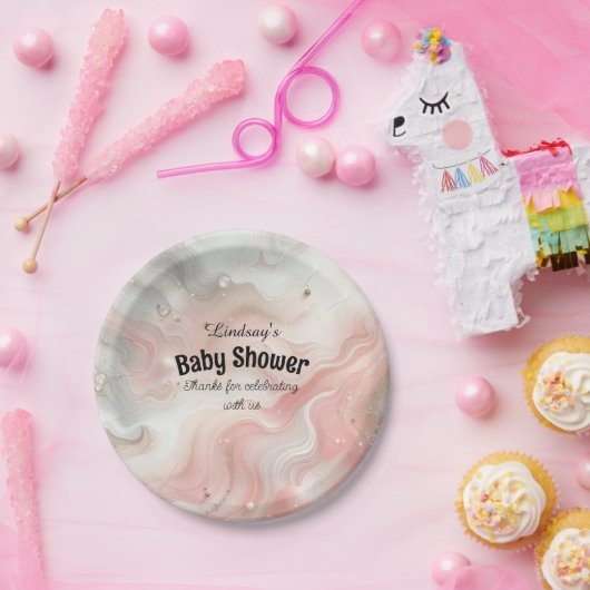 Roze Ombre Shimmers Baby shower Papieren Bordje (Feest)