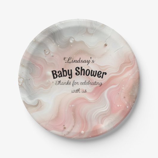 Roze Ombre Shimmers Baby shower Papieren Bordje (Voorkant)