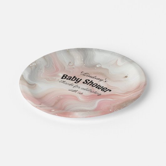 Roze Ombre Shimmers Baby shower Papieren Bordje (Gekanteld)