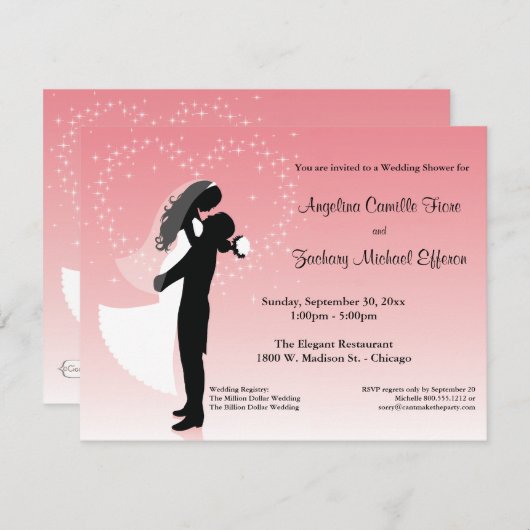 Roze ombre Silhouette — Formele uitnodiging voor h (Voorkant / Achterkant)