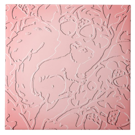 Roze ombre Squirrel Woodland Ingegraveerd Acorn Oa Tegeltje (Voorkant)