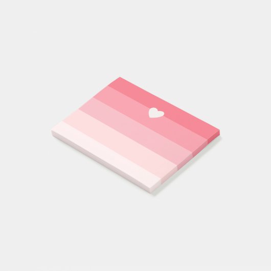 Roze ombre Stripes met hart Post-it® Notes (Schuin)
