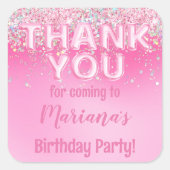Roze Ombre verjaardagsfeestje gunst Vierkante Sticker (Voorkant)