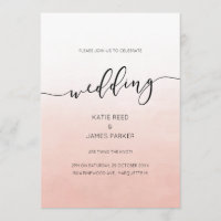 Roze ombre watercolor elegante uitnodiging