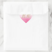 Roze Ombre Waterverf Goud Glitzy Glam XOXO Hart Sticker (Tas)