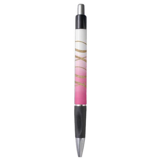 Roze Ombre Waterverf Goud Glitzy Glam XOXO Pen (Voorkant Verticaal)