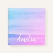 Roze ombre Waterverf persoonlijke laptop Notitieboek (Voorkant)