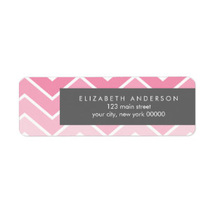 Roze Ombre Zig Zag Chevron Patroon Etiket